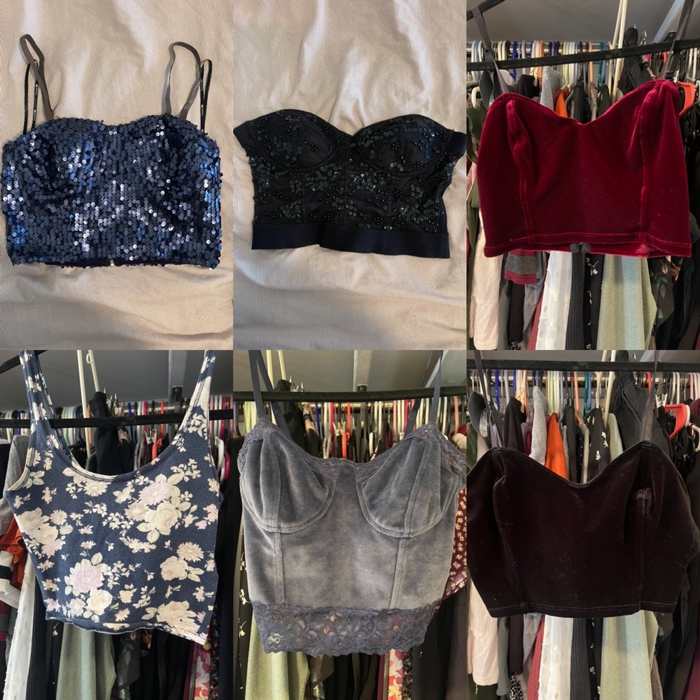 6 bustier/crop top bundle !! Abercrombie, American Apparel & Forever 21!